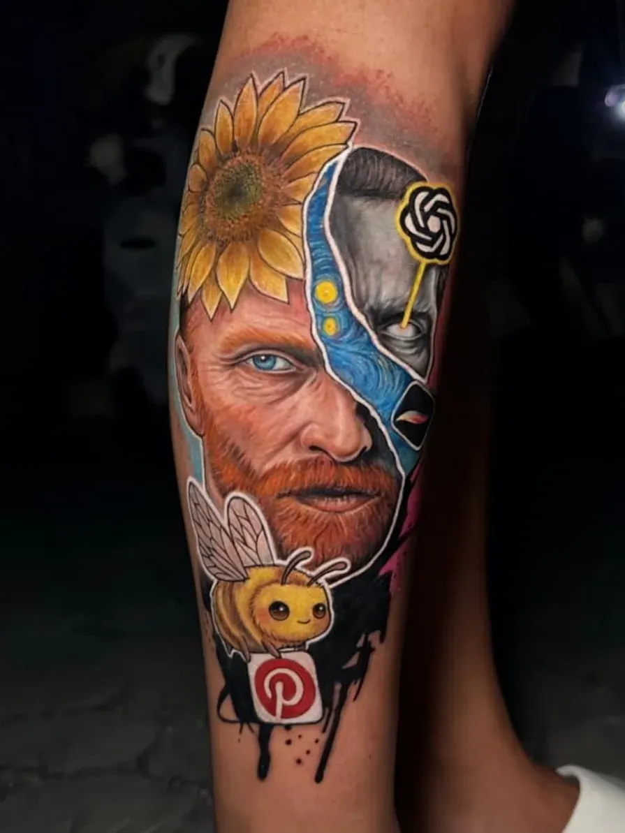 Colour portrait — leg view tattoo by The Mafia Ink Bali