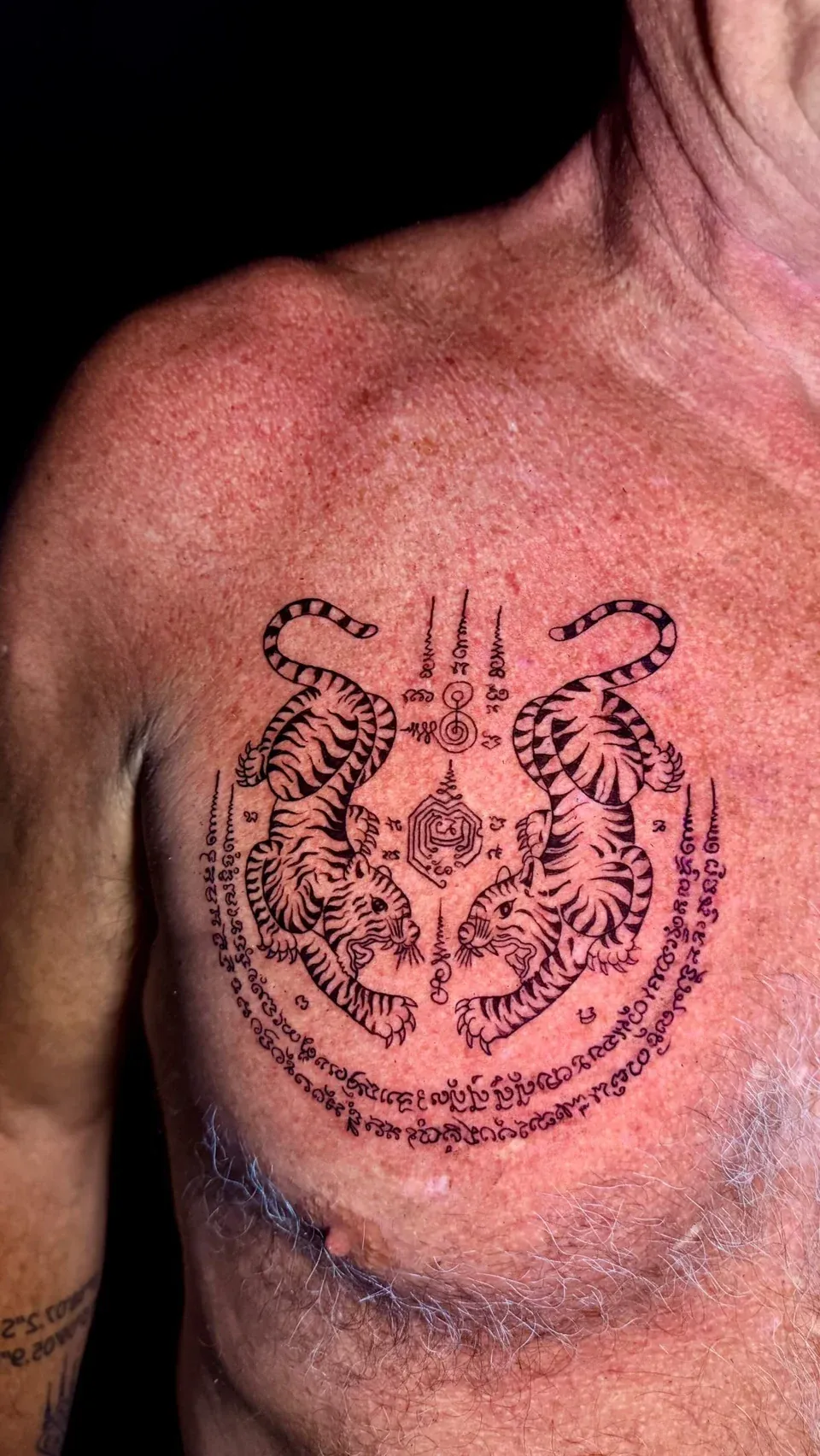 Twin tigers tattoo by The Mafia Ink Bali