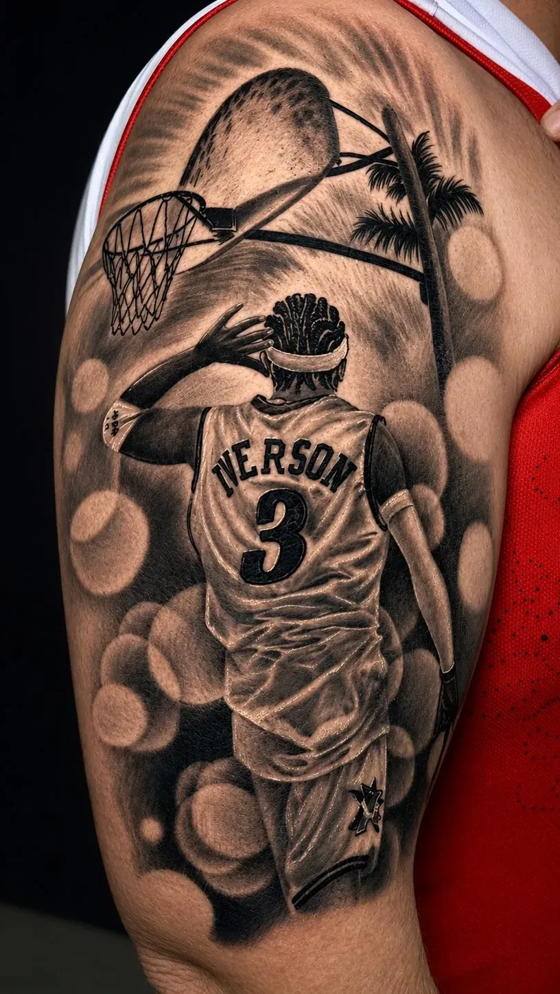 Basketball portrait tattoo by The Mafia Ink Bali