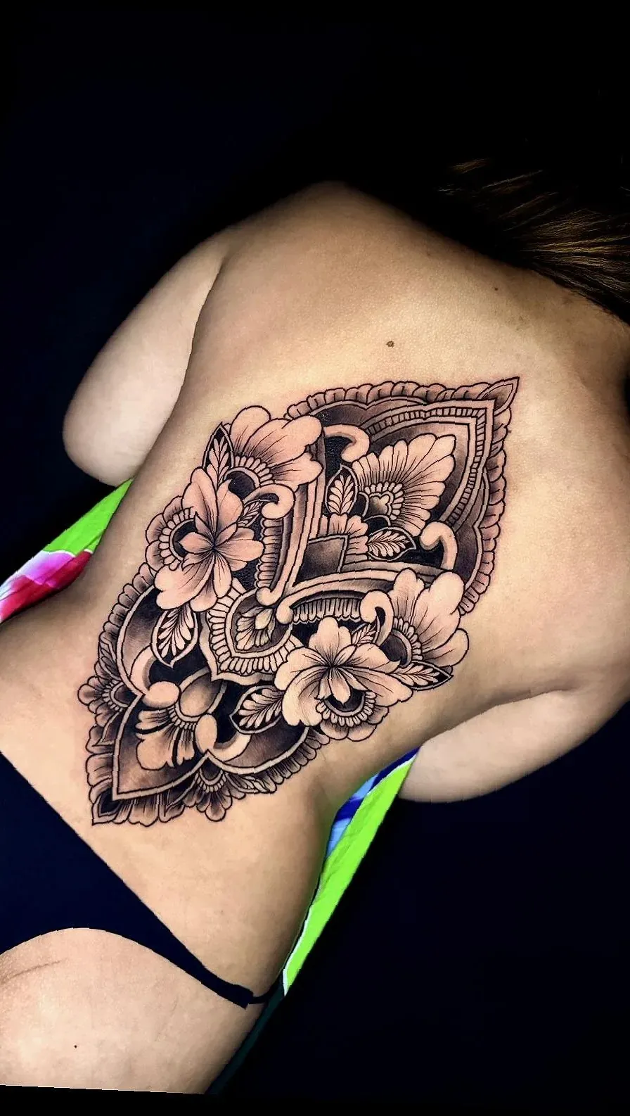 Ornamental shoulder piece tattoo by The Mafia Ink Bali
