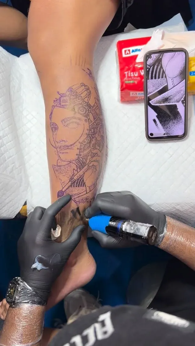 Colour portrait in progress tattoo by The Mafia Ink Bali