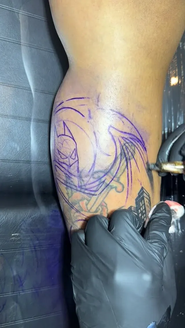 Cover-up design in progress tattoo by The Mafia Ink Bali