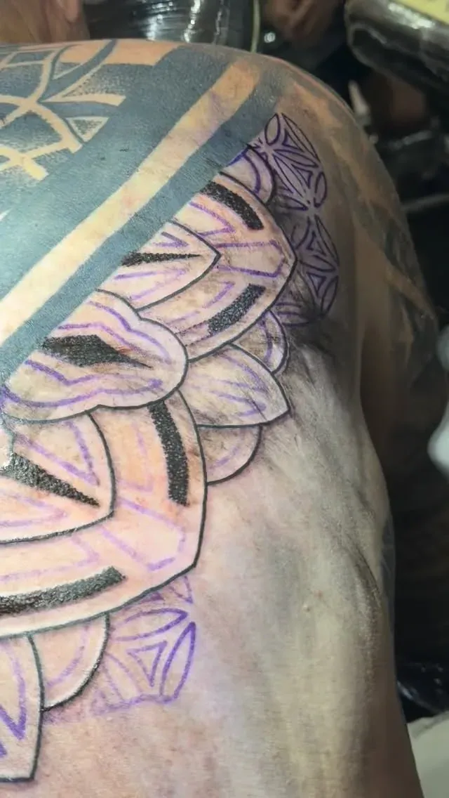 Ornamental backpiece in progress tattoo by The Mafia Ink Bali