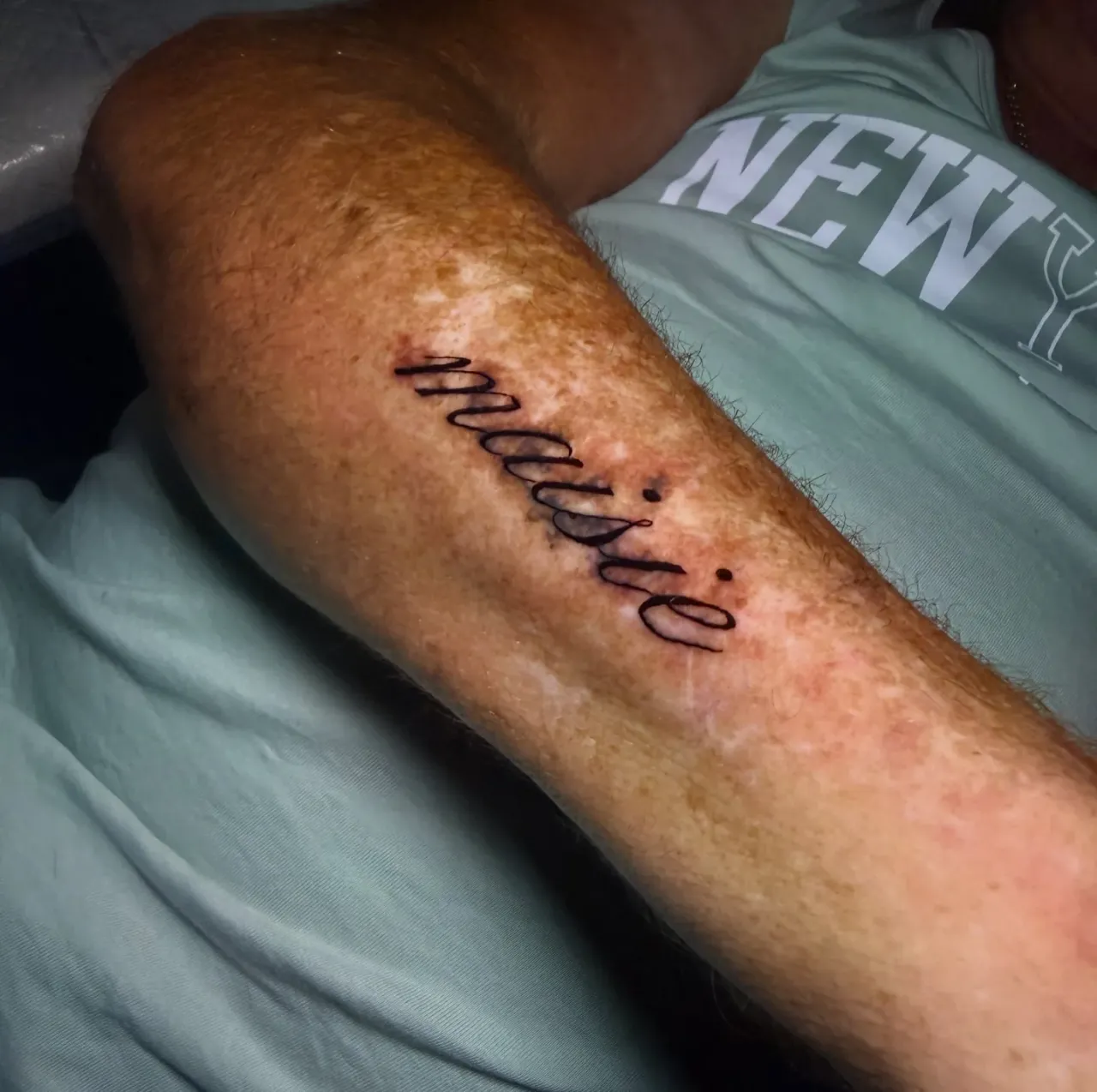 Script detail tattoo by The Mafia Ink Bali