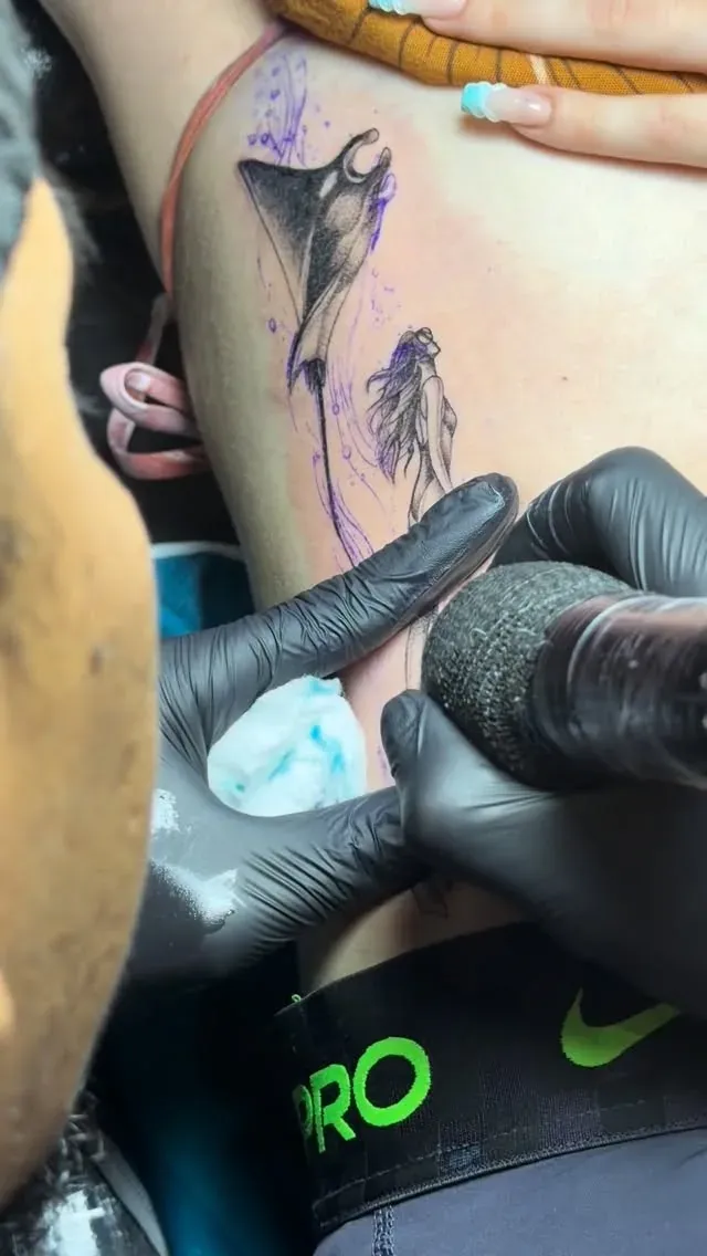 Manta ray session tattoo by The Mafia Ink Bali