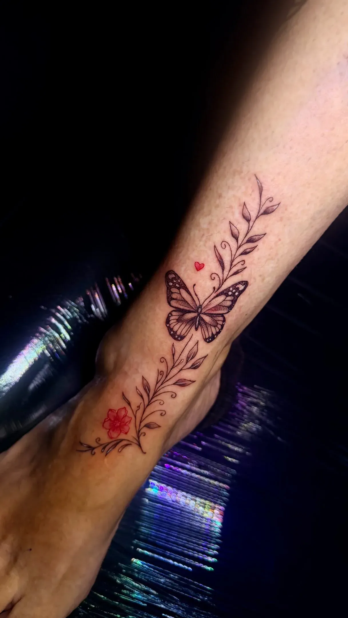 Butterfly & flowers tattoo by The Mafia Ink Bali
