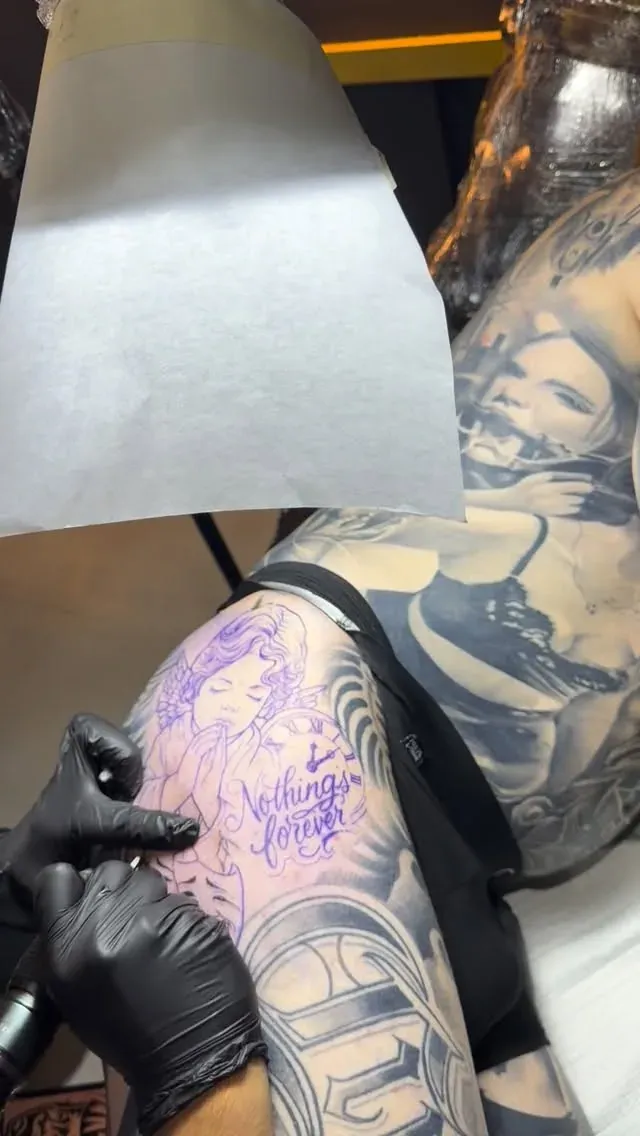 Lettering session tattoo by The Mafia Ink Bali